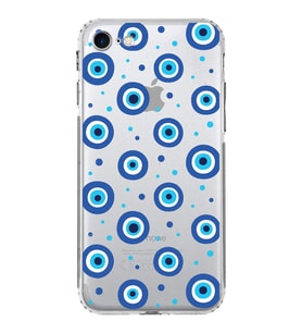 PrintiFy iPhone SE 2022 ile Uyumlu Nazar Boncuğu 1 Baskılı Kamera Korumalı Şeffaf Silikon Kılıf