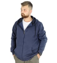 Mode XL Erkek Sweatshirt Kapşonlu Zippered Basic 20543 İndigo