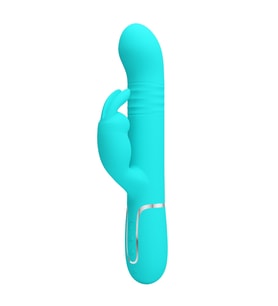 Hızlı Express Rabbit Çift Motorlu Vibratör Oynarbaşlı Silikon Turkuaz Vibratör