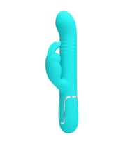 Hızlı Express Rabbit Çift Motorlu Vibratör Oynarbaşlı Silikon Turkuaz Vibratör