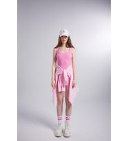 Fitilli Kumaş Şortlu Zoe Tulum Pembe