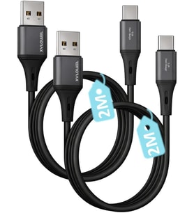 USB A-Type C, 3.1A Hızlı Şarj Kablosu, REMORAX Wahoo (2Ad x 2Metre Siyah)
