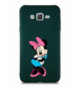 Samsung Galaxy J7 Soft Premier Kapak Minnie Mouse-D Tasarımlı Silikon Kılıf - Yeşil (Şeffaf)