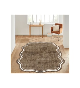 Eliana Home Baskılı, Yıkanabilir Kaymaz Taban Oval Halı LNA7034-SD244 100x150 cm (Kahverengi)