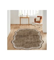 Eliana Home Baskılı, Yıkanabilir Kaymaz Taban Oval Halı LNA7034-SD244 100x150 cm (Kahverengi)