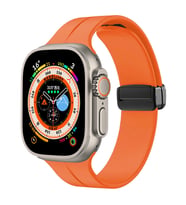 Apple Watch Ultra 49mm Uyumlu Kordon Silikon Metal Mıknatıslı Toka Zore KRD-84 Kayış (Turuncu)