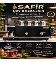 SAFİR 4 GÖZLÜ KROMAT SİYAH TAM OTOMATİK ÇAY KAZANI ELEKTRİKLİ VE DOĞALGAZLI CE BELGELİ ÇAY SEMAVERİ ÇAY MAKİNESİ
