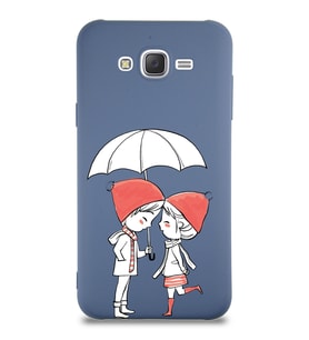 Samsung Galaxy J7 Core Uyumlu Lansman Kılıf Aşk Tasarımlı İçi Kadife Kapak-Petrol Mavisi (Şeffaf)