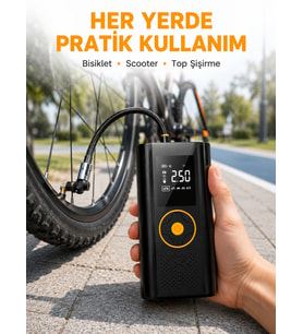 Çok Amaçlı Dijital Lastik Pompası Araç Bisiklet Top Uyumlu Yeni Nesil