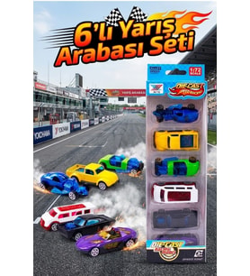 6 Adet Renkli Model Araba Seti - Erkek Çocuk İçin Eğitici Metal Yarış Arabaları (1:72)