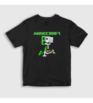 Presmono Unisex Çocuk Siyah Creeper Minecraft T-Shirt 29305tt