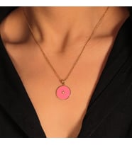 Pembe Renk Yıldız Kesimli Kolye (ZKLY536)
