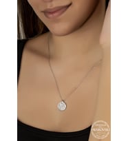 Union Swarovski Crystal Kadın Yuvarlak Gümüş Kolye