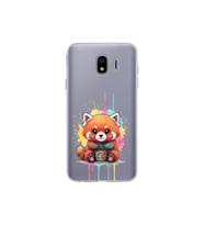 Samsung Galaxy J4 ile Uyumlu Splash Tilki Tasarımlı Şeffaf Silikon Kılıf
