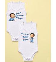 NSR Tasarım Hediye Babaanne Seri Baskılı Yazılı Erkek Bebek Body Zıbın Çoklu Seriler