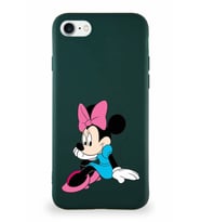 Apple iPhone SE 2020 Soft Premier Kapak Minnie Mouse-E Tasarımlı Silikon Kılıf - Yeşil (Şeffaf)