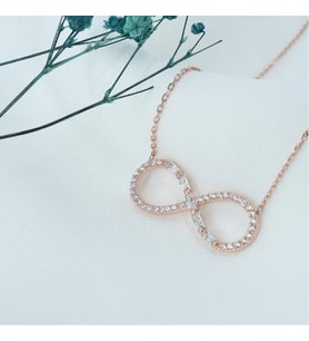 Baget Taşlı Sonsuzluk Kolye (Rose - Gold)