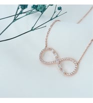 Baget Taşlı Sonsuzluk Kolye (Rose - Gold)
