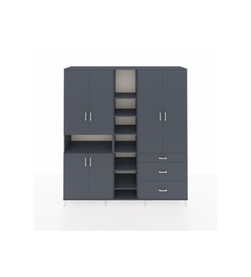 Hyperion Dolap 13 Raflı 3 Çekmeceli 6 Kapaklı 220x44x243 Antrasit-Antrasit/Antrasit