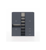 Hyperion Dolap 13 Raflı 3 Çekmeceli 6 Kapaklı 220x44x243 Antrasit-Antrasit/Antrasit