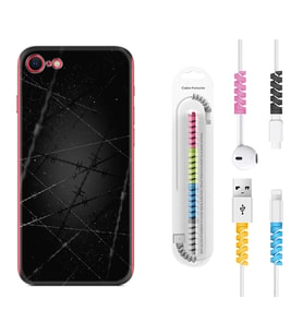 Apple iPhone 5 6 7 8 Plus Se XR Kılıf Kablo Koruma Spiral Silikon Dikenli Tel 1779