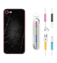 Apple iPhone 5 6 7 8 Plus Se XR Kılıf Kablo Koruma Spiral Silikon Dikenli Tel 1779