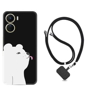 Vivo Y16 Kılıf Silikon Boyun Askılı İpli Desenli Silikon Panda Sevimli 1738