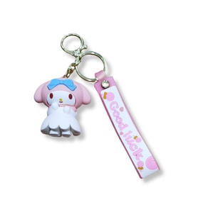 My Melody Premium 3D Figürlü Çiçek Detaylı Pembe Bilek Kayışlı Anahtarlık - 1 ADET