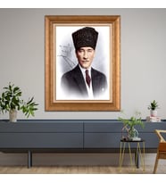 Altın Varaklı Paspartulu Çerçeveli Tablo hb597