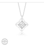 SWAROVSKİ TAŞLI DÖRTGEN 925 AYAR GÜMÜŞ KOLYE