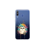 Samsung Galaxy M30 ile Uyumlu Splash Kirpi Tasarımlı Şeffaf Silikon Kılıf