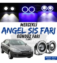 Renault Fluence 2009-2016 Uyumlu Mercekli Angel Sis Farı Metal 76 mm Mavi Halkalı Gündüz Farı 2 Adet
