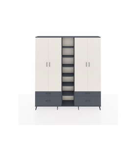 Arges Dolap 12 Raflı 4 Çekmeceli 2 Askılı 220x30x243 Antrasit-Aytaşı/Antrasit