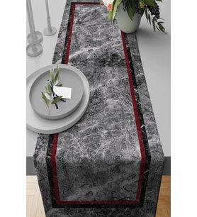 Bordo Çerçeveli Desen Premium Masa Örtüsü Runner RNR242