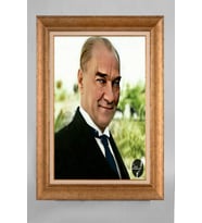 EV İŞYERİ OFİS İÇİN ALTIN ÇERÇEVELİ PASPARTULU ATATÜRK TABLO S557