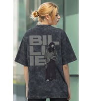 Tasarım Billie Eilish Şarkıcı Sırt Baskılı Unisex Oversize Eskitme Yıkamalı Tişört