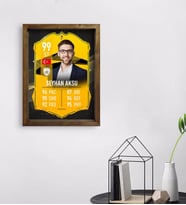 BK Gift Kişiye Özel Doğal Masif Ahşap Çerçeveli Tablo 45x65cm Futbolcu Kartı-14