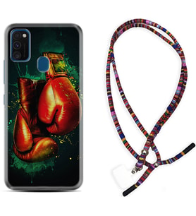Samsung M21 M22 M23 M30 M31S M32 Kılıf Boyun Asklı Rasta Silikon Boks Eldiveni 1763