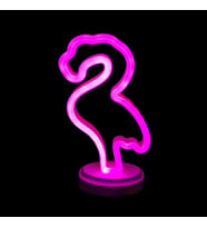 Neon Işıklı Flamingo Yazılı Masa Gece Lambası Pil ve Usb (Standart)