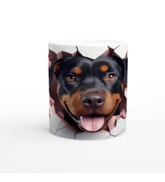 Çatlaktan Bakan Rottweiler Temalı Baskılı Kupa Bardak