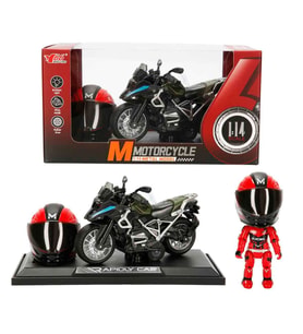 1:14 Sesli ve Işıklı BMW Off-Road Die-Cast Çek Bırak Metal Motosiklet (Kask ve Stantlı)