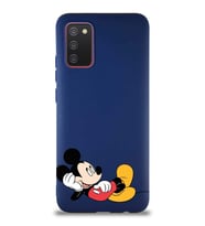 Samsung Galaxy A02S Soft Premier Kapak Mickey Mouse-F Tasarımlı Silikon Kılıf - Lacivert (Şeffaf)
