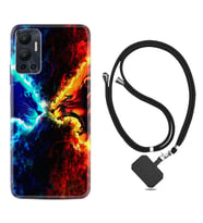Infınix Hot 12 Kılıf Silikon Boyun Askılı İpli Desenli Silikon Red Blue Leon 1714