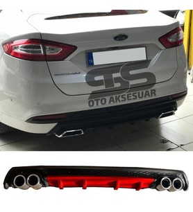 Ford Mondeo MK4 Difüzör Arka Tampon Eki 4 Egzoz Çıkışlı Kırmızı Lüx Tip