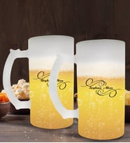 BK Gift Kişiye Özel İsimli 2’li Buzlu Cam Bira Bardağı 50cl-3 (Beyaz)