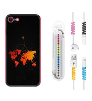 Apple iPhone 5 6 7 8 Plus Se XR Kılıf Kablo Koruma Spiral Silikon İz Bırakan Uçak 1778