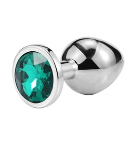 Metal Elmas Taşlı  Plug Zümrüt Küçük Boy