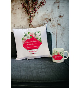 Anneler Günü Hediyesi Kupa Bardak ve Yastık Set 009 (Beyaz)