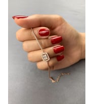 Baget Taşlı Rose Kaplama Gümüş Kadın Bileklik