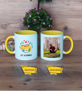 Öğretmenler Günü Hediyesi Kupa Bardak Sarı Fotoğraflı